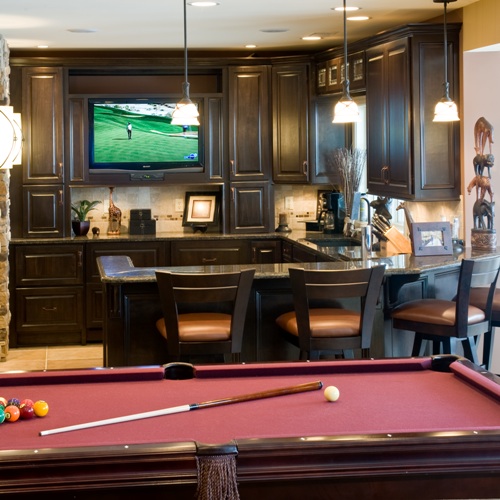 Basement Remodeling Game Room wet bar Dublin Tartan Fields OH. www.basementsunlimited.net