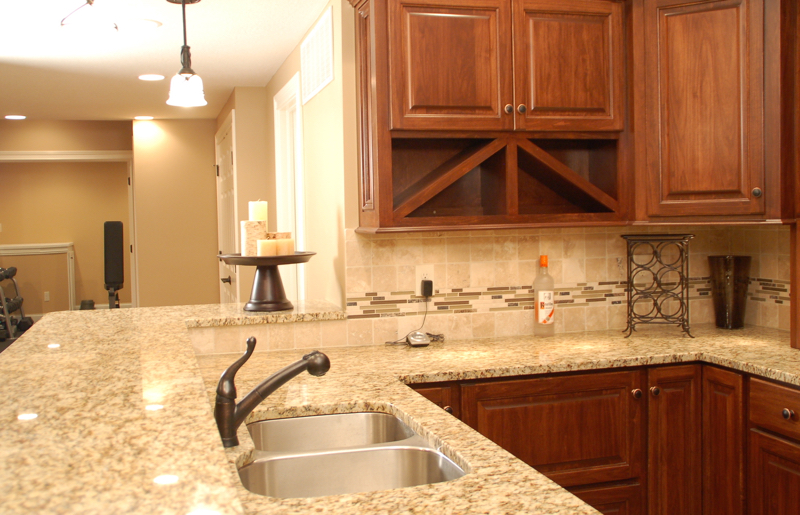 Large Wet Bar Area with custom storage