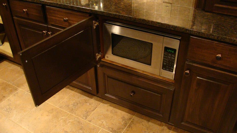 Wetbar ideas microwave under counter in basement remodel